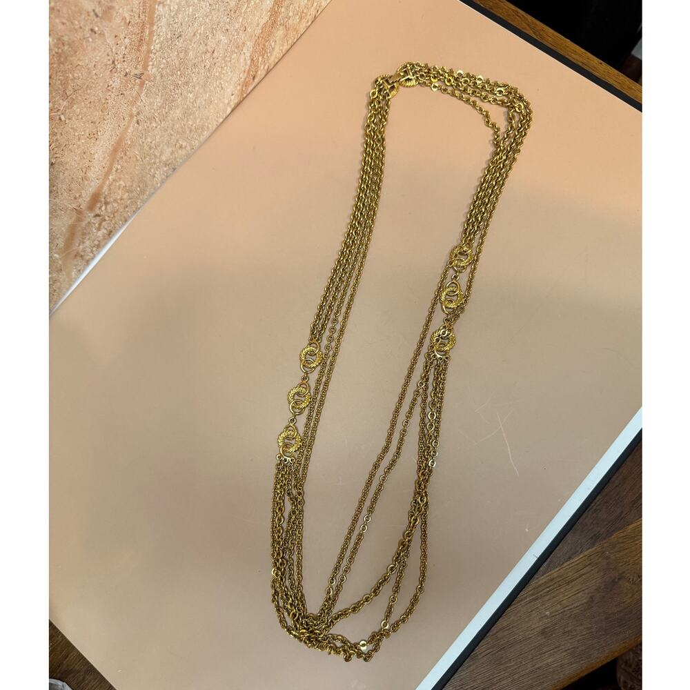 Vintage Monet Multi strand Necklace Link Chain With Wreaths - Picture 8 of 9